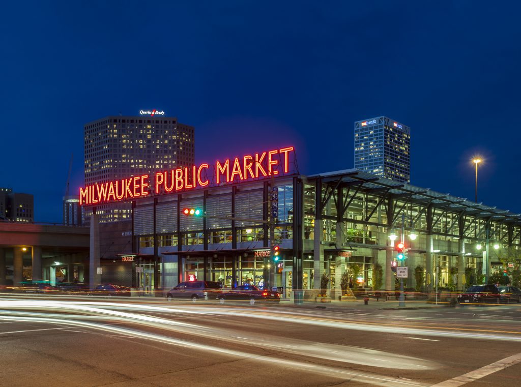 "Milwaukee, WI, USA - October 8, 2012: Milwaukee Public Market is an indoor market that sells artisan and ethnic foods, candies, and flowers from local businesses."
