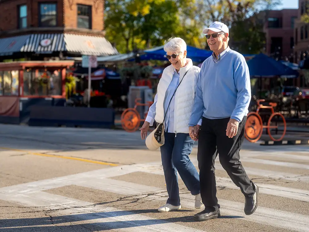 Seniors walking in the city